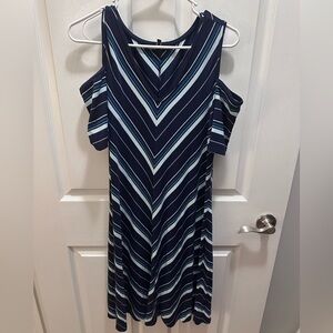 Blue Chevron White House Black Market A-line Dress
